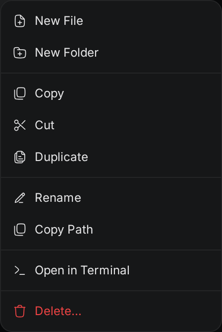 The right-click menu of the src folder